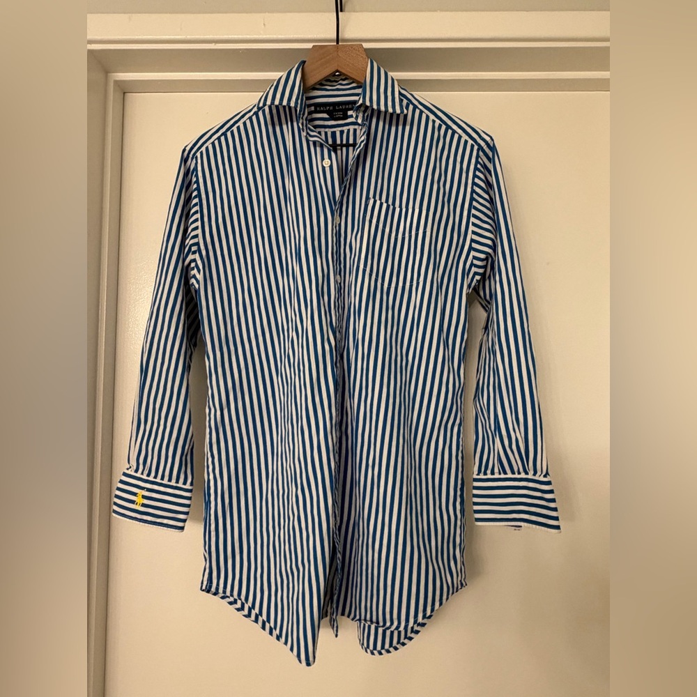 Ralph Lauren Blue and White Striped Shirt